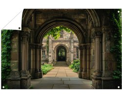 Oude stenen boog met details - Architectuur tuindecoratie - Tuinschilderijen archway - Realisme kunststroming - Tuinaccesoires voor aan de muur - Tuin schilderij - tuinposter 60x40 cm