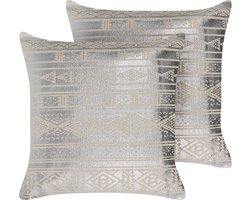 OUJDA - Sierkussen set van 2 - Zilver - 50 x 50 cm - Katoen