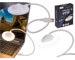 Out of the Blue LED Leeslamp met buigbare steel - wit - 33 cm - met USB poort - Ufo lampje - boek lezen verlichting