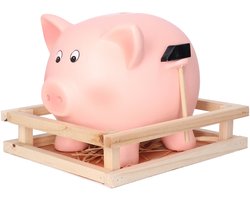 Out of the Blue Roze Spaarvarken met Hamer – Houten Kist – Decoratief en Functioneel – Perfect Cadeau voor Kinderen en Volwassenen