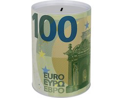 Out of the Blue Spaarpot 100 Euro bankbiljet - metaal - 22 x 15 cm - Kind/volwassenen - XXL-size