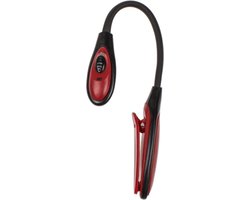 Out of the Blueled Leeslamp met klem - rood - 16 cm - incl. batterijen - 2 leds - boek lezen verlichting- Flexibele klemlampen