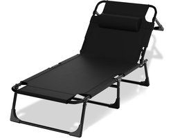 Outbee Ligbed - Ligstoel - Zonnebed - 190x55x30 cm - Inklapbaar - Verstelbaar - Weerbestendig - Zwart