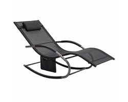 Outbee Ligstoel - Schommelstoel Buiten - Loungestoel Tuin - Loungestoel Buiten - Schommel Tuinstoel - Inclusief opbergvak - Zwart