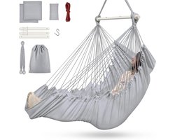 Outdoor and Indoor Hanging Chair Hanging Swing Hanging Chair Outdoor for Children and Adults up to 200 kg Hanging Chair with 3 Cushions and Extended Footrest, Grey