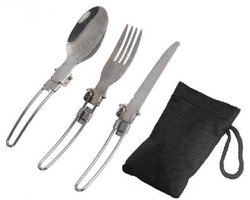 Outdoor Bestek - Set - 3 Stuks - Vork - Lepel - Mes - Outdoor - Camping - Reizen - Picknick - Opvouwbaar - Rvs - Bestek - Servies