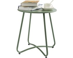 Outdoor bijzettafel, ronde tuintafel, kleine salontafel, duurzame metalen tafel voor woonkamer, tuin, balkon, terras, groen