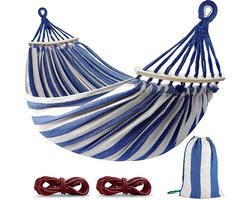 Outdoor Camping Hammock with Curved Wooden Bar Mounting Straps and Carrying Case for Indoor Balcony Patio Garden Backpack Travel