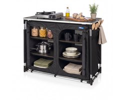 Outdoor Camping Keuken – Buitenkeuken – 6 Secties – Aluminium Frame – Verstelbare Poten – Grijs - Tristar KI-0769