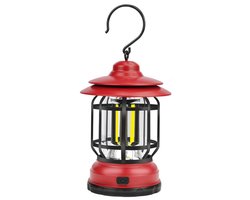 Outdoor camping tent lamp, multifunctional vintage hanging lamp, portable lamp, USB rechargeable lamp, mini vintage compact outdoor lantern - essential gear for camping, hiking, fishing, tents, and outdoor adventures, red