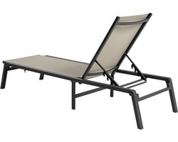 Outdoor chaise longue stoelenset van 2, draagvermogen 180 kg, opvouwbaar ontwerp, 5 verstelbare standen, eenvoudige montage, aluminium ligstoelen voor op het strand, in de tuin of op het terras