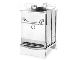 Outdoor Houtkachel - Draagbare Oven - Kamperen Barbecue - Opvouwbaar Roestvrij Staal - 14.5 x 14 x 21cm - Zilverkleurig