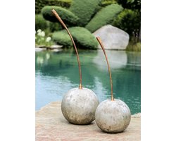 Outdoor kunst kers beeld - Kers sculptuur voor binnen en buiten - Metalen kers - Cherry - Zilver - Brons - Hoogte 100 cm