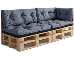 Outdoor Kussen Set: 2x 120x40 cm + 2x 120x80 cm + 1x 60x40 cm - Kussens voor pallets Euopallets palletbank en palletmeubels palletkussens Jeans Eco linnen