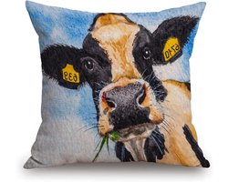 Outdoor Patio Sierkussen Cover Koe gezicht op de boerderij boerderij decor buiten meubels schommel stoel decoratieve kussenslopen 18x18 diepe stoel bed bank bank bank