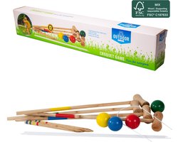 Outdoor Play croquet spel FSC hout met draagtas voor buitenplezier.