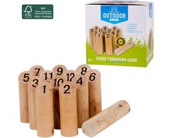Outdoor Play houten werpspel FSC met draagtas voor buitenplezier.