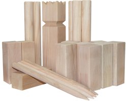 Outdoor Play Kubb spel XL met draagtas FSC hout buitenspeelgoed.