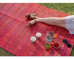 Outdoor Rug - Plastic Mat - Buiten Leven - Waterproof Ontwerp - 120x180 cm - Rood Boho