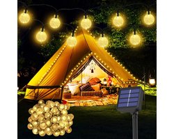 Outdoor Solar Lichtslingers - Diameter 2,4 cm - 30 Heldere LED's - 6,5M - 8 Modi Waterdicht - Kristallen Solar Light Balls - Geschikt voor het versieren van Kerstmis, Bomen, Tuinen, Patio's, Feesten, Balkons - Warm Wit