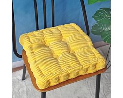 Outdoor stoelkussen, set van 2 stoelkussens 45x45cm, dikke kussens voor de vloer, zitkussen voor bank en tuinstoel (vierkant, geel, 45 x 45 cm)