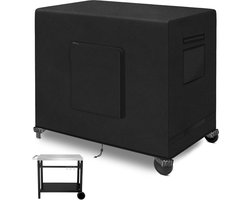 Outdoor Tafelhoes voor Eetkar - 92x61x88cm - Roestvrij Staal - Grill Kar Trolley met Wielen - Drie-Plank - Beweegbare Voedsel Prep en Werk Kar Tafel - Heavy Duty Grill Cart