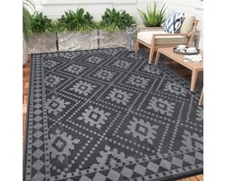 Outdoor tapijt 240 x 300 cm, weerbestendig, omkeerbaar, uv-bestendig, polypropyleen, voor terras, balkon, camper, picknick