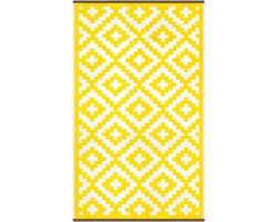 Outdoor Vloerkleed - Plastic Tapijt - Buiten Leven - Gerecycled Materiaal - 90 x 150 cm - Geel Wit
