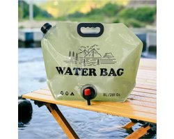 Outdoor waterzak 8L opvouwbaar | Grote capaciteit | Wateropbergtas | Draagbaar | Ideaal voor wandelen & kamperen | Watercontainer | Emmerzakje | Campingbenodigdheden | Noodwaterzak | Nood wateropslag