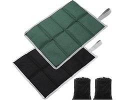 Outdoor zitkussen - 2 stuks - Zitkussen - 40 x 30 cm - Outdoor opvouwbare zitkussen - Met opbergzakken - Zitmat - Opvouwbare zitkussen - Waterdicht - Oxford - Zitkussen voor wandelen - Voor outdoor, speelplaats, camping, wandelen - Groen en zwart