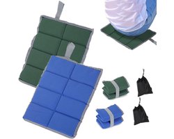 Outdoor zitkussen - 2 stuks - Zitkussen - 40 x 30 cm - Outdoor opvouwbare zitkussen - Met opbergzakken - Zitmat - Opvouwbare zitkussen - Waterdicht - Oxford - Zitkussen voor wandelen - Voor outdoor, speelplaats, camping, wandelen - Groen en blauw