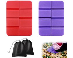 Outdoor Zitkussen - Opvouwbaar Foam Zitkussen voor Buiten - Licht en Waterafstotend - 2 Stuks - Voor Camping, Wandelen Rood + Paars