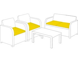 Outdoor zitkussen pads voor rotan meubels | Tuin kussens voor Keter Allibert Carolina | Waterbestendige patio meubelstoel opvulling | Licht en duurzaam | 4 stuks (4, Geel)
