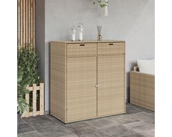 OutdoorFlex Tuinkast – Poly Rotan Opbergkast met Deuren – Beige – 105 x 55 x 113 cm – Weerbestendige Dressoirkast voor Tuin, Balkon of Schuur - Novihome