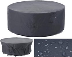 Outdoors Tuinmeubelafdekking rond Ø213x79 cm voor zitgroep grijs | Grijze, robuuste scheurbestendige tuintafelhoes met trekkoord, regenbestendige beschermhoes voor tuin- en terrasmeubels