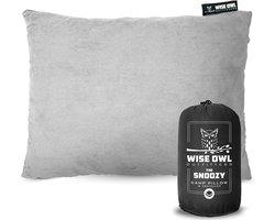 Outfitters Reiskussen (30x40cm) - Outdoorkussen gemaakt van traagschuim - Campingkussen - Nekkussen voor vliegtuig, auto, trein - Compact reiskussen - Campingaccessoires (grijs)
