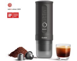 Outin - Draagbare Elektrische Espressomachine | Koffiezet apparaat voor Onderweg | Snelle Waterverwarming | Italiaans Design | Capsules & Gemalen Koffie | 20 bar | Draagbare Koffiemachine | Reis & Camping Koffiezetapparaat | 12 volt