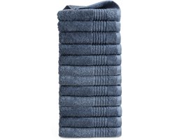 OUTLET BADTEXTIEL - set van 12 - handdoek 50x100 - blauw