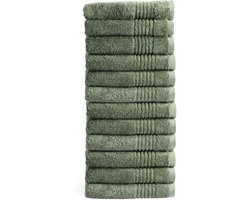 OUTLET BADTEXTIEL - set van 12 - handdoek 50x100 - groen