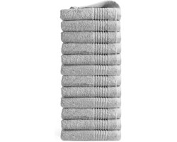 OUTLET BADTEXTIEL - set van 12 - handdoek 50x100 - lichtgrijs