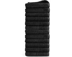 OUTLET BADTEXTIEL - set van 12 - handdoek 50x100 - zwart