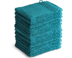 OUTLET BADTEXTIEL - set van 12 - washand 16x21 - turquoise