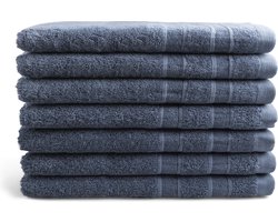 OUTLET BADTEXTIEL - set van 6 - gastendoek 30x50 - jeans blauw