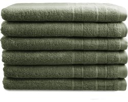 OUTLET BADTEXTIEL - set van 6 - gastendoek 30x50 - oudgroen
