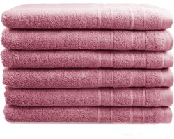 OUTLET BADTEXTIEL - set van 6 - gastendoek 30x50 - roze