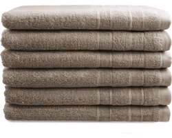 OUTLET BADTEXTIEL - set van 6 - gastendoek 30x50 - taupe