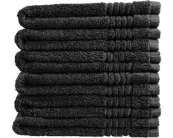 OUTLET BADTEXTIEL - set van 6 - gastendoek 30x50 - zwart