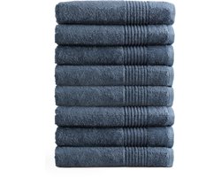 OUTLET BADTEXTIEL - set van 8 - badlaken 70x140 cm - jeans blauw