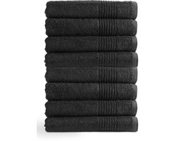 OUTLET BADTEXTIEL - set van 8 - badlaken 70x140 cm - zwart