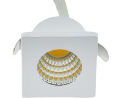 Outlight - Vierkant mini inbouwspotje Forte - 230v - 1w - 2700K - wit